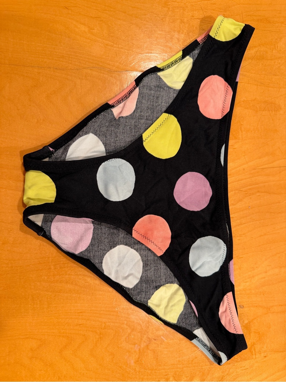 Moschino Women Black Polka Dot Swim Bottoms with Pastel Dots